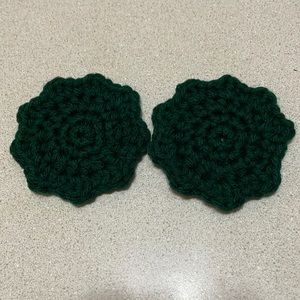 Handmade Car Coasters, Green, 2-pc set